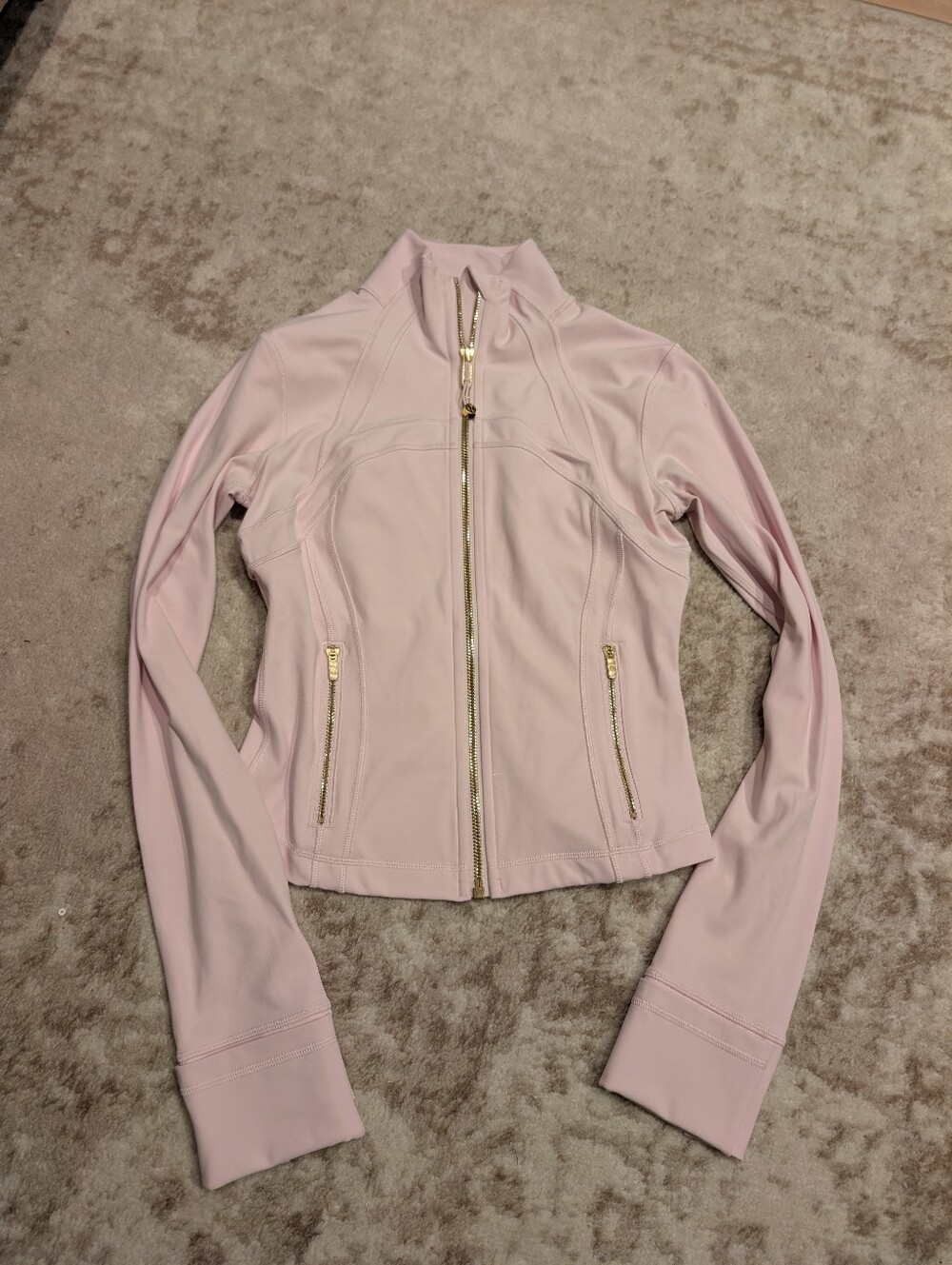 Lululemon Define Jacket-Light Pink Zip-Up Jacket with Gold Hardware